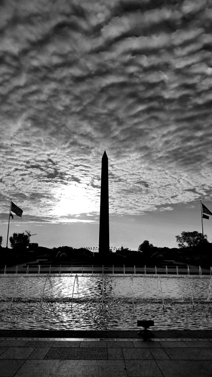 Monument and fountain monochrome