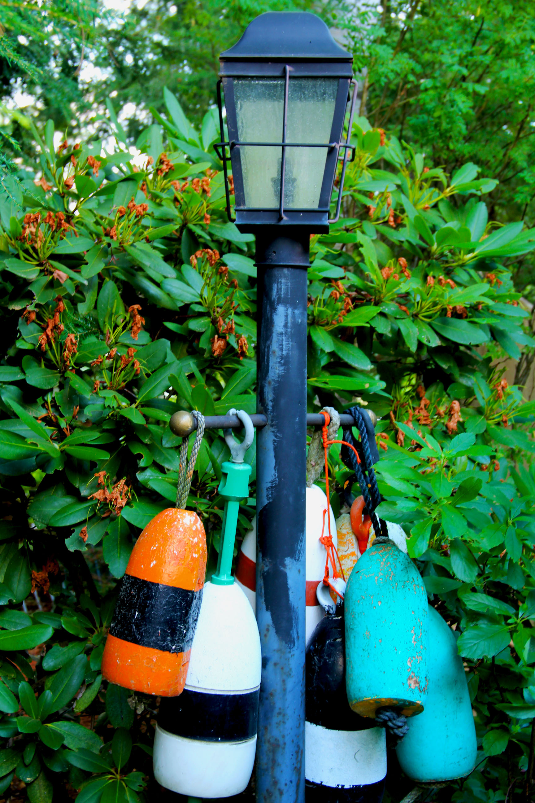 buoys on a lamp post